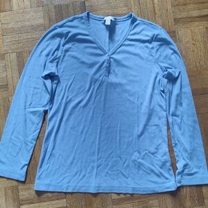 Charter Club Intimates Light Blue V-Neck Long Sleeve Shirt